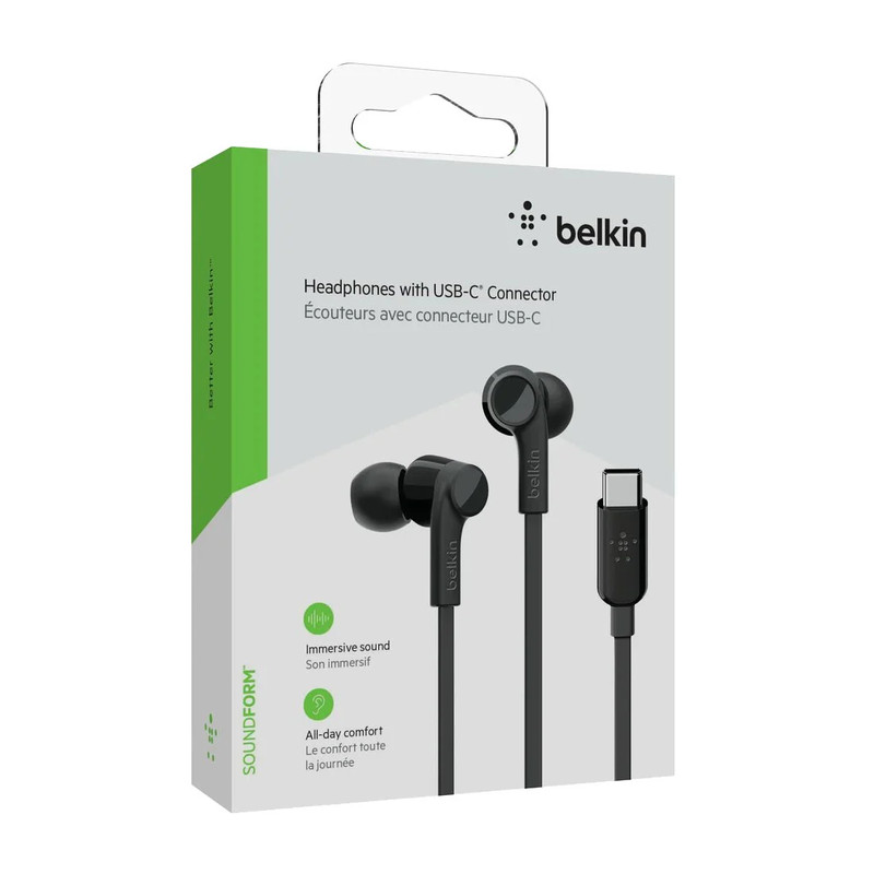 Belkin Rockstar USB-C Headphones - Black - سماعات